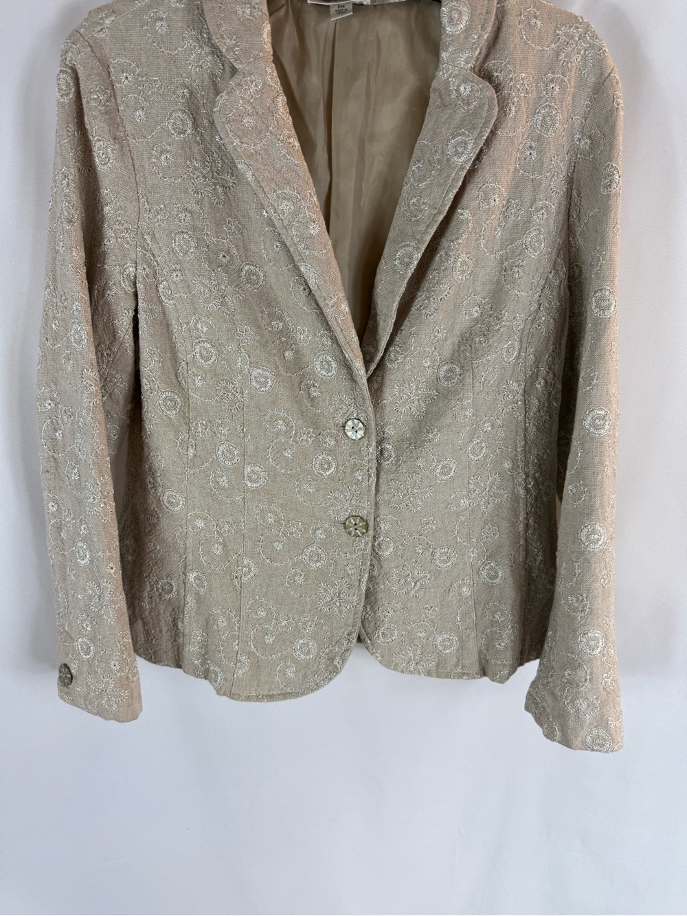 Boho Cottagecore Coldwater Creek Ivory LinenBlend Floral
Embroidered PM Jacket - Picture 5 of 14
